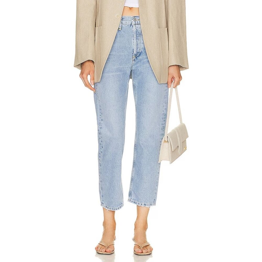 AGOLDE Parker Straight Crop Jeans Distressed Swapmeet Blue 24 MSRP $218